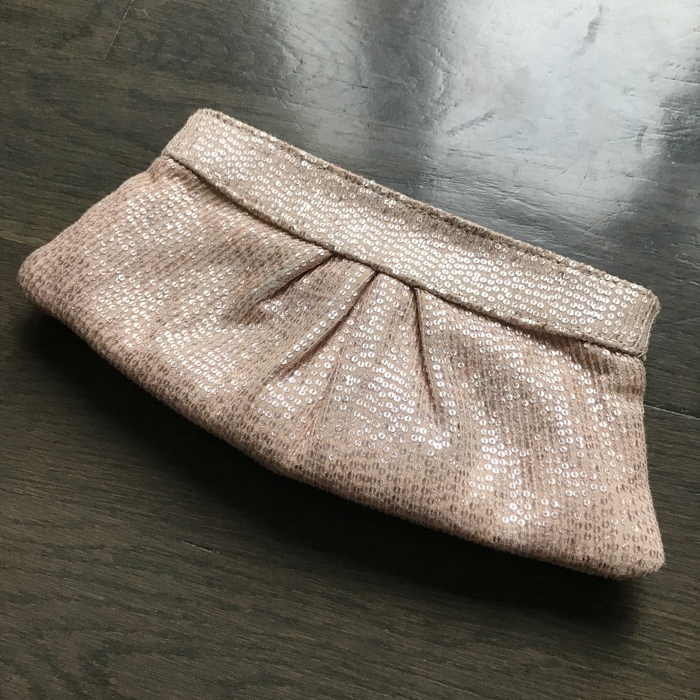 Sequin Blush Pink Lauren Merkin clutch - Picture 2 of 5